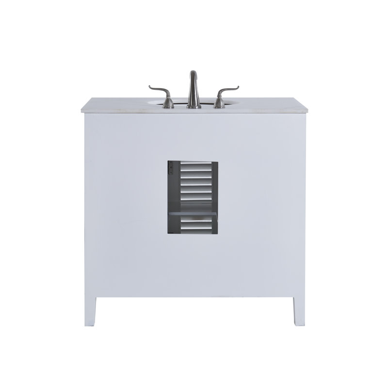 Rosecliff Heights Adelbert 36'' Single Bathroom Vanity with Marble Top